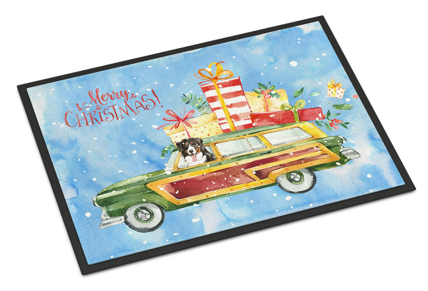 Merry Christmas Bernese Mountain Dog Indoor or Outdoor Mat 18x27 CK2394MAT - the-store.com