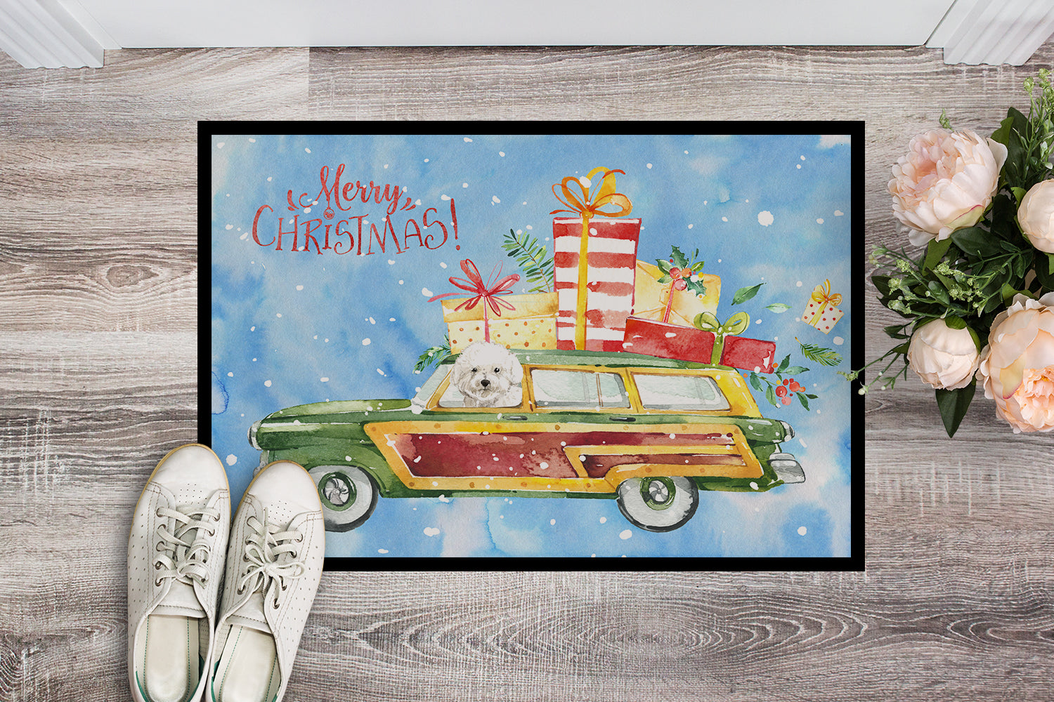 Merry Christmas Bichon Frisé Indoor or Outdoor Mat 18x27 CK2395MAT - the-store.com