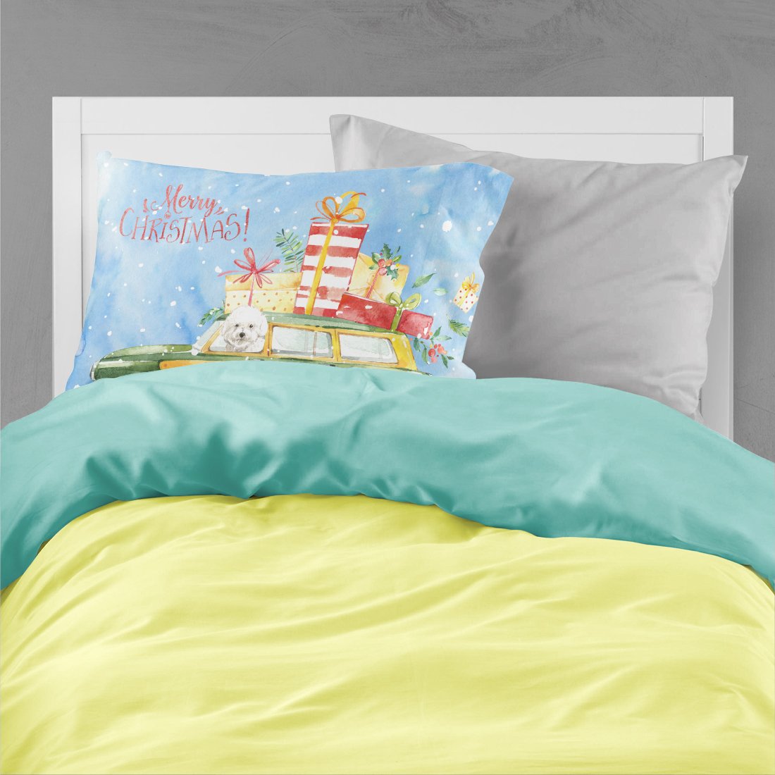 Merry Christmas Bichon Frisé Fabric Standard Pillowcase CK2395PILLOWCASE by Caroline's Treasures