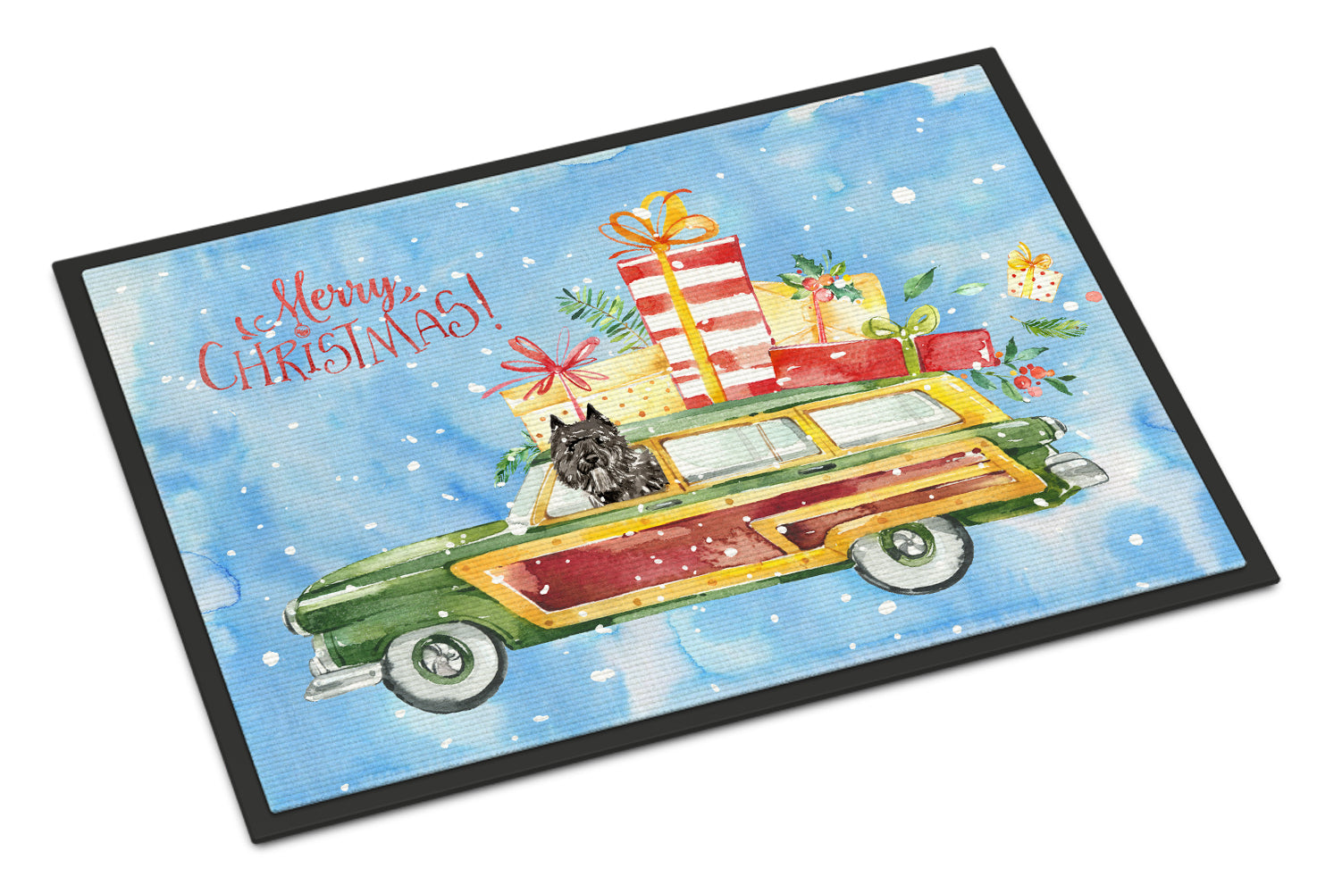 Merry Christmas Bouvier des Flandres Indoor or Outdoor Mat 18x27 CK2398MAT - the-store.com