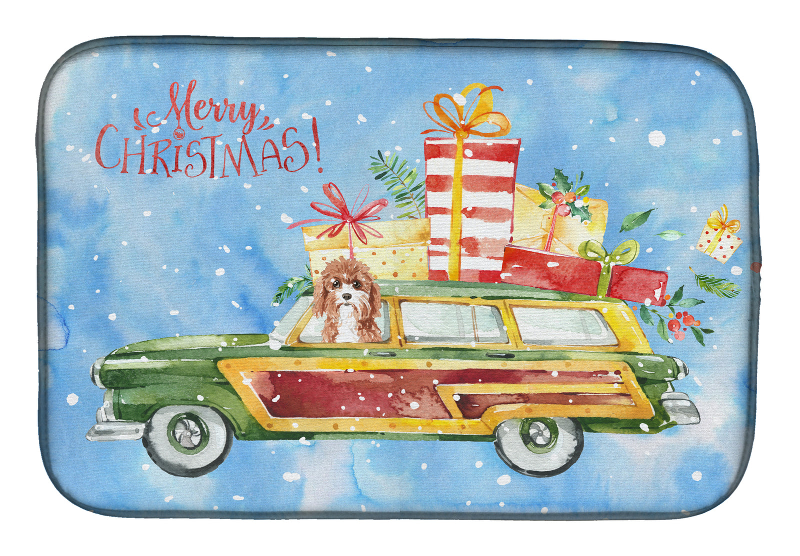 Merry Christmas Cavapoo Dish Drying Mat CK2403DDM  the-store.com.