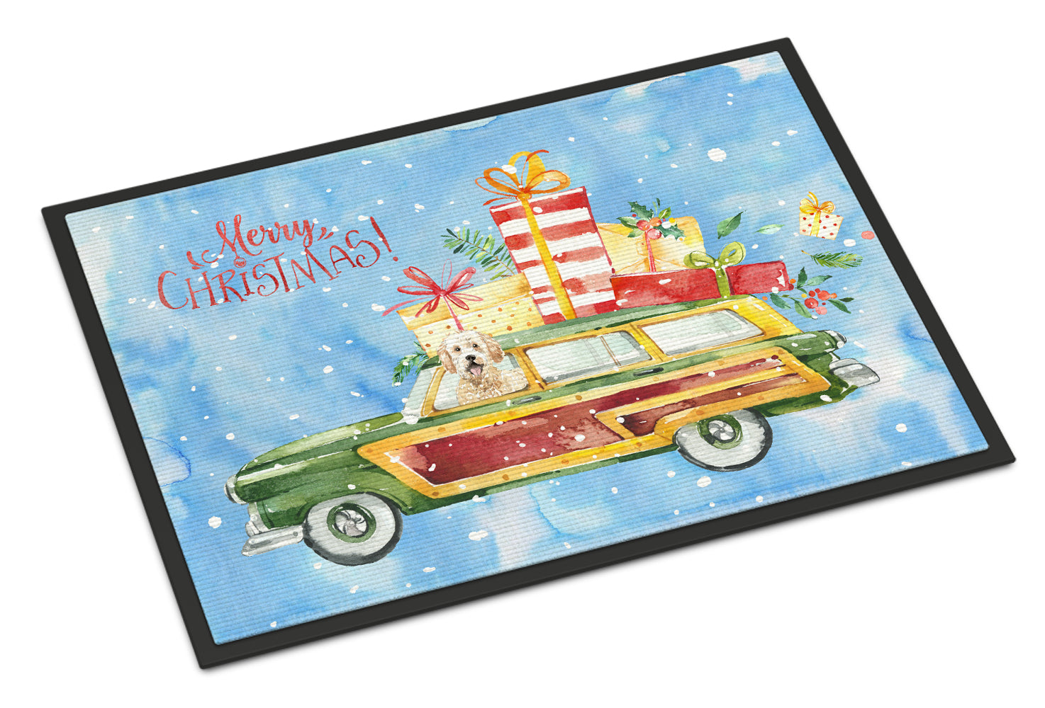 Merry Christmas Goldendoodle Indoor or Outdoor Mat 18x27 CK2406MAT - the-store.com