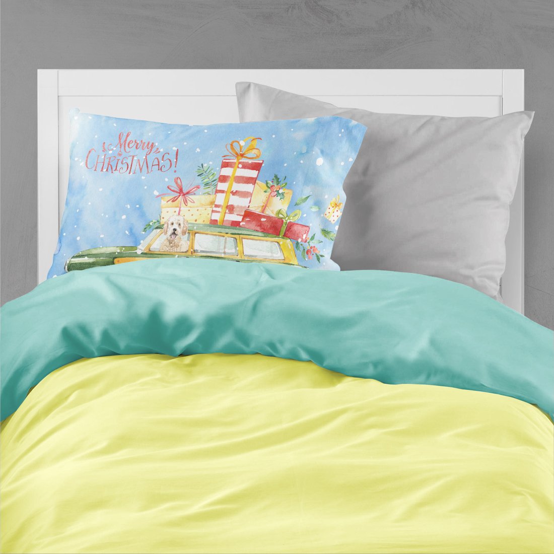 Merry Christmas Goldendoodle Fabric Standard Pillowcase CK2406PILLOWCASE by Caroline's Treasures