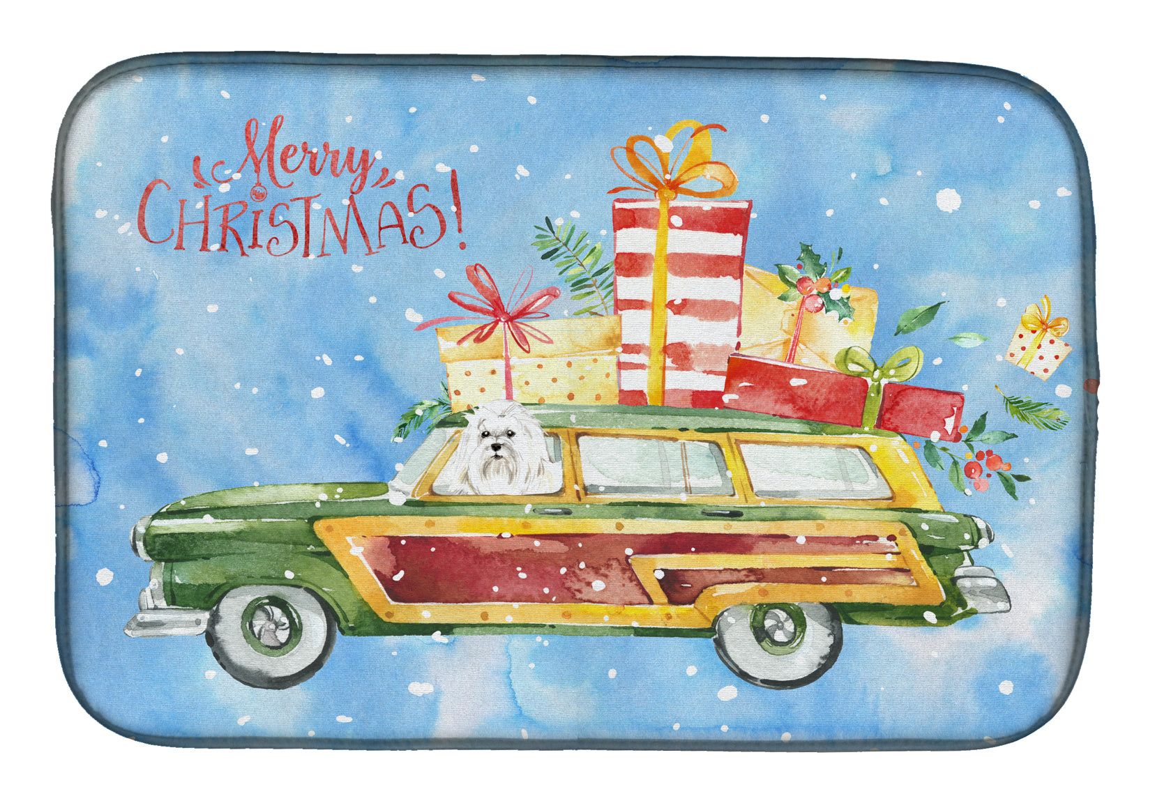 Merry Christmas Maltese Dish Drying Mat CK2414DDM  the-store.com.