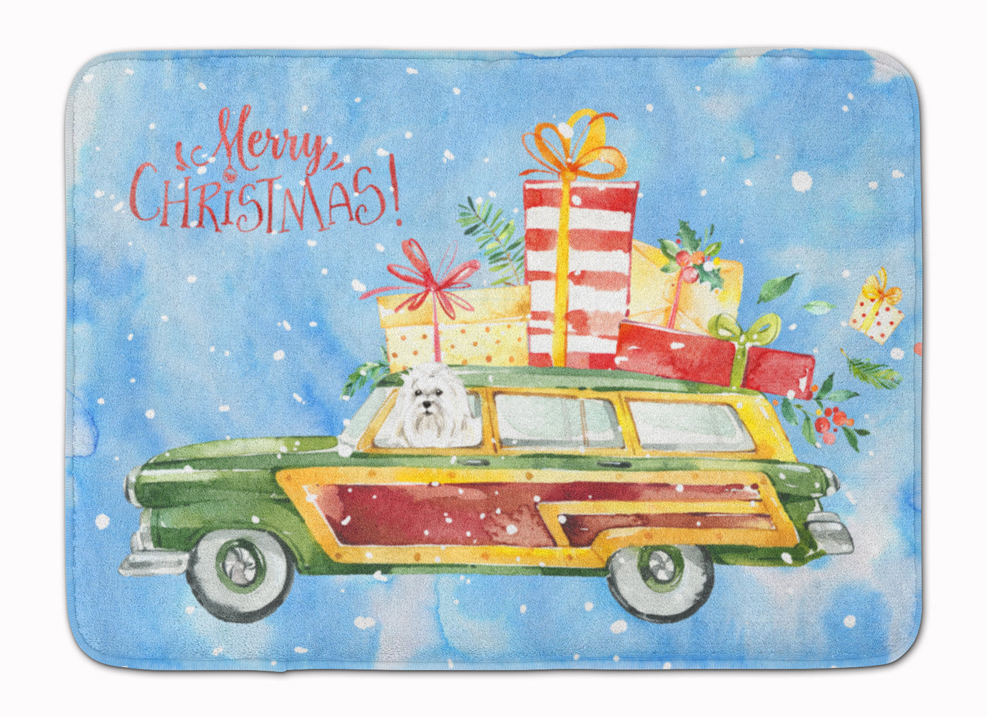 Merry Christmas Maltese Machine Washable Memory Foam Mat CK2414RUG - the-store.com