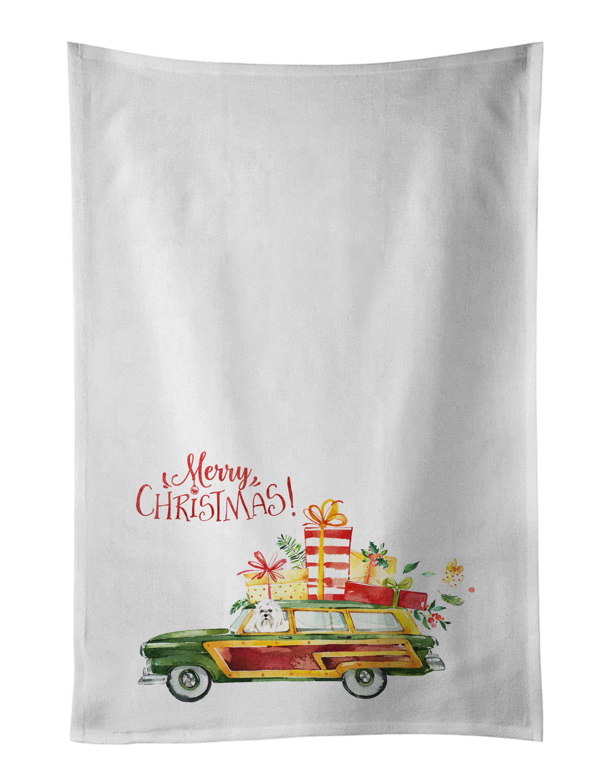 Buy this Merry Christmas Maltese White Kitchen Towel Set of 2