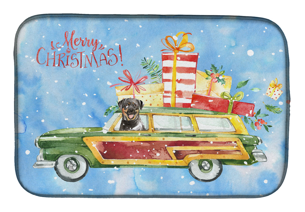 Merry Christmas Rottweiler Dish Drying Mat CK2417DDM  the-store.com.