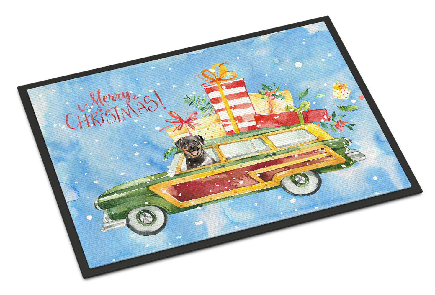 Merry Christmas Rottweiler Indoor or Outdoor Mat 18x27 CK2417MAT - the-store.com