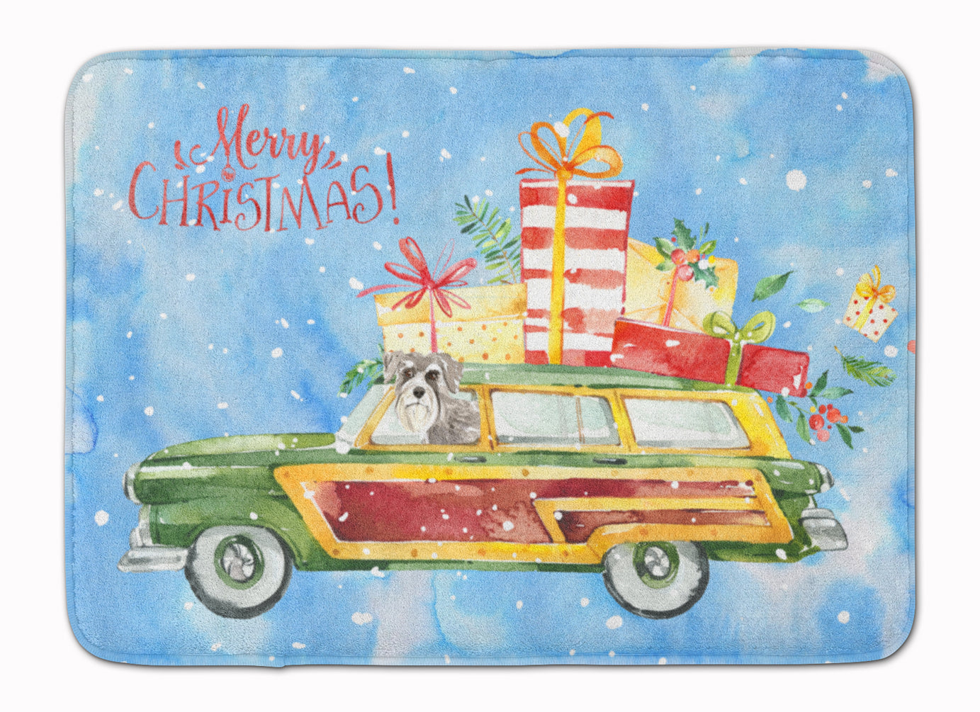 Merry Christmas Schnauzer #2 Machine Washable Memory Foam Mat CK2419RUG - the-store.com