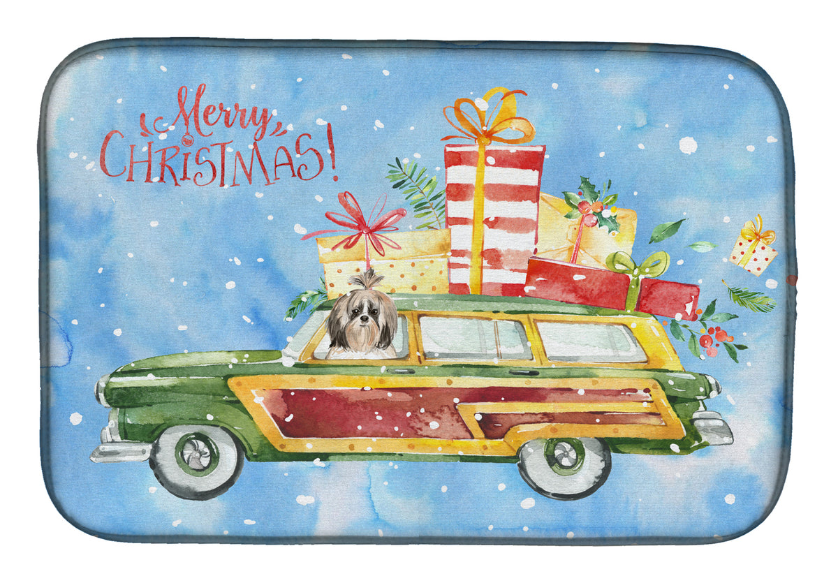 Merry Christmas Shih Tzu Dish Drying Mat CK2422DDM  the-store.com.