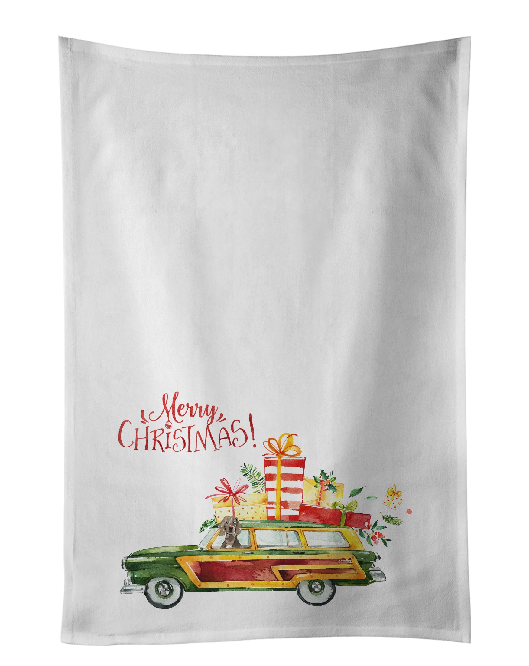 Buy this Merry Christmas Weimaraner White Kitchen Towel Set of 2