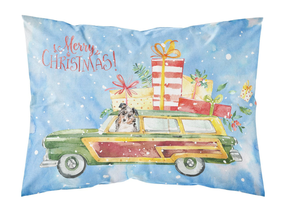 Merry Christmas Australian Shepherd Fabric Standard Pillowcase CK2434PILLOWCASE by Caroline&#39;s Treasures