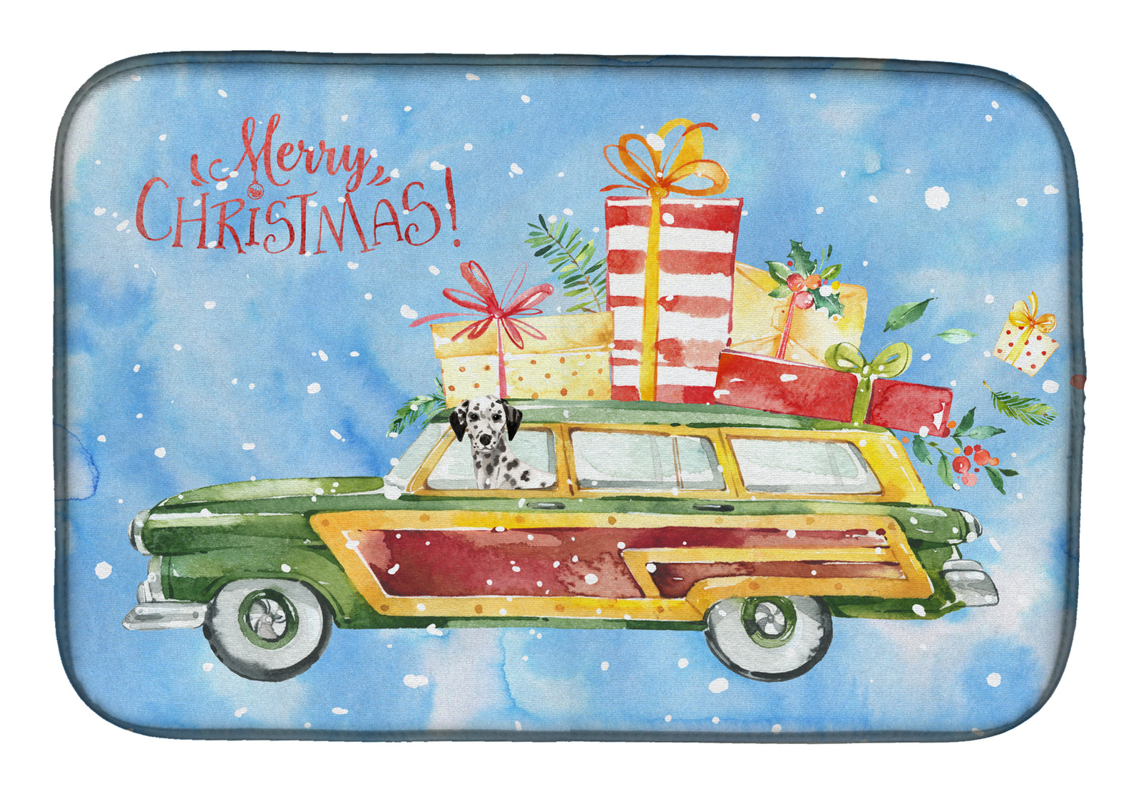 Merry Christmas Dalmatian Dish Drying Mat CK2452DDM  the-store.com.