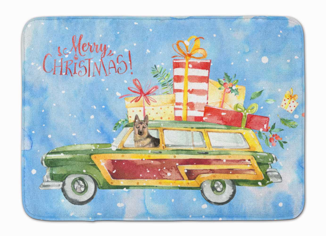 Merry Christmas German Shepherd Machine Washable Memory Foam Mat CK2455RUG - the-store.com