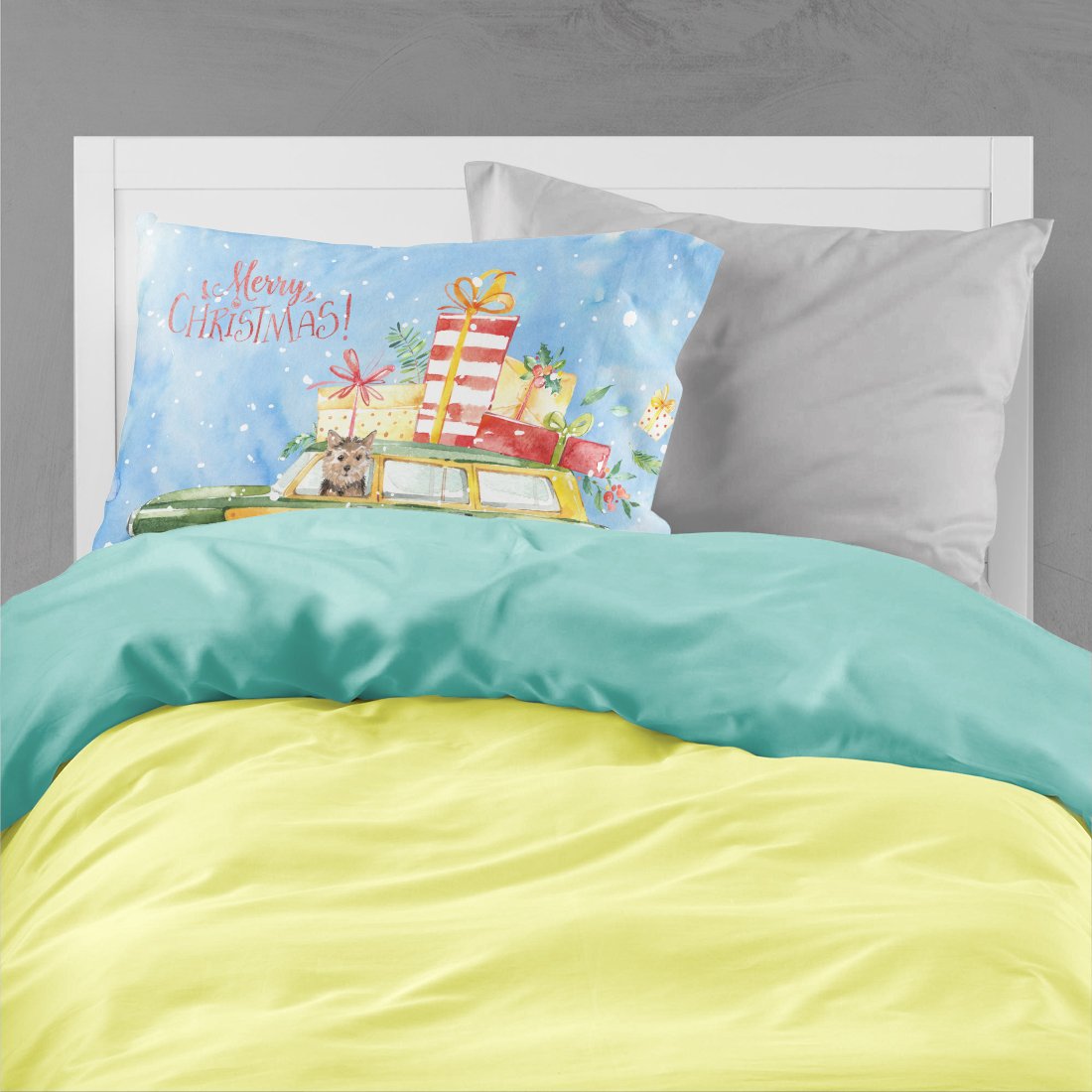 Merry Christmas Norwich Terrier Fabric Standard Pillowcase CK2461PILLOWCASE by Caroline's Treasures