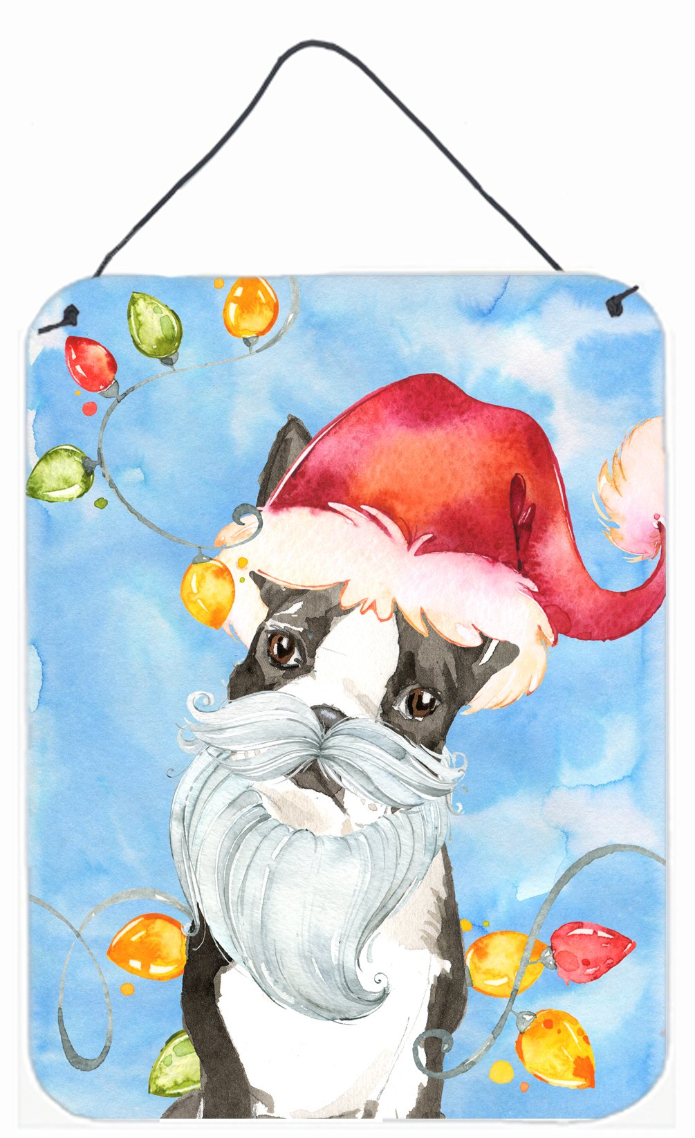 Christmas Lights Boston Terrier Wall or Door Hanging Prints CK2473DS1216 by Caroline&#39;s Treasures