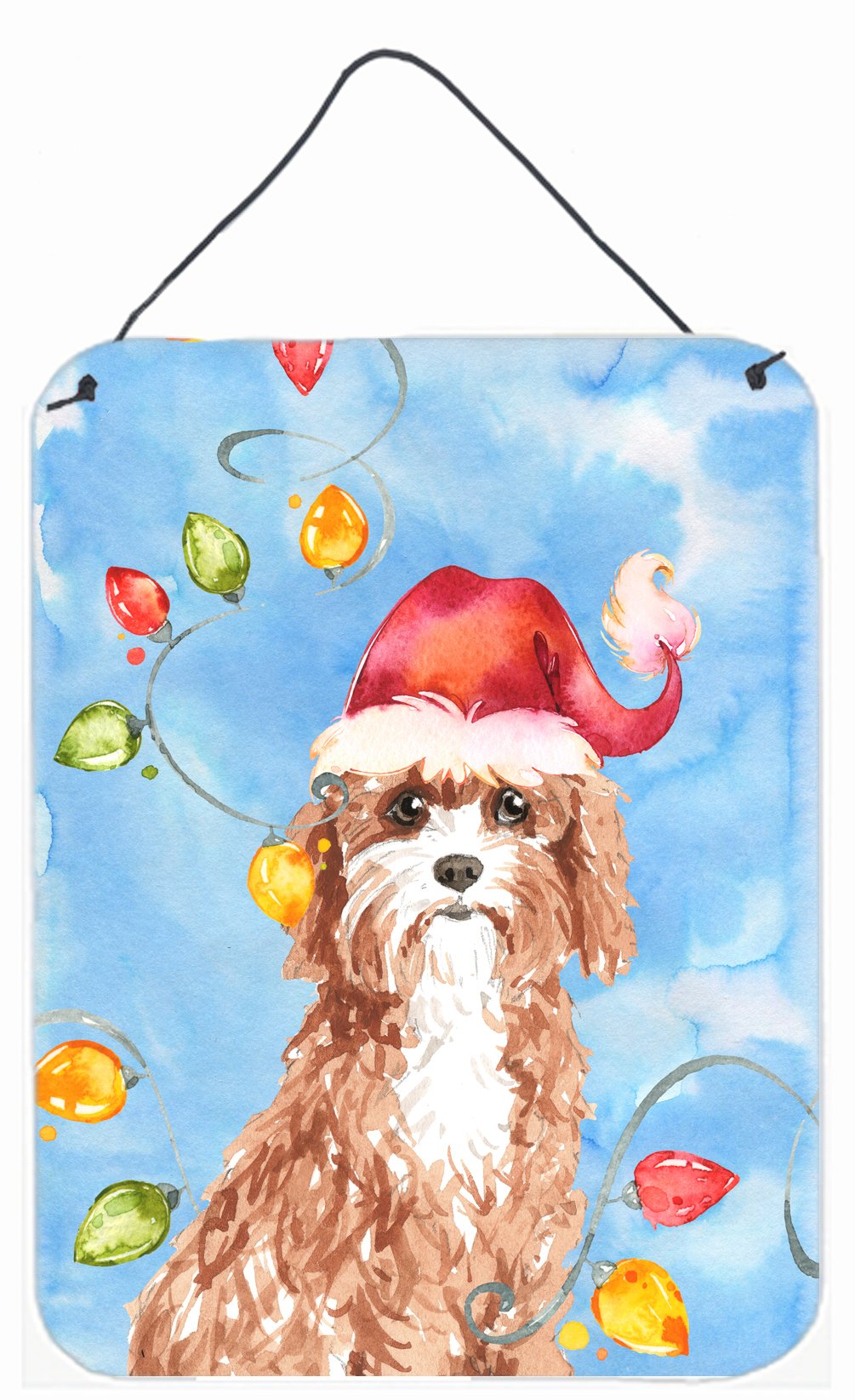 Christmas Lights Cavapoo Wall or Door Hanging Prints CK2476DS1216 by Caroline&#39;s Treasures