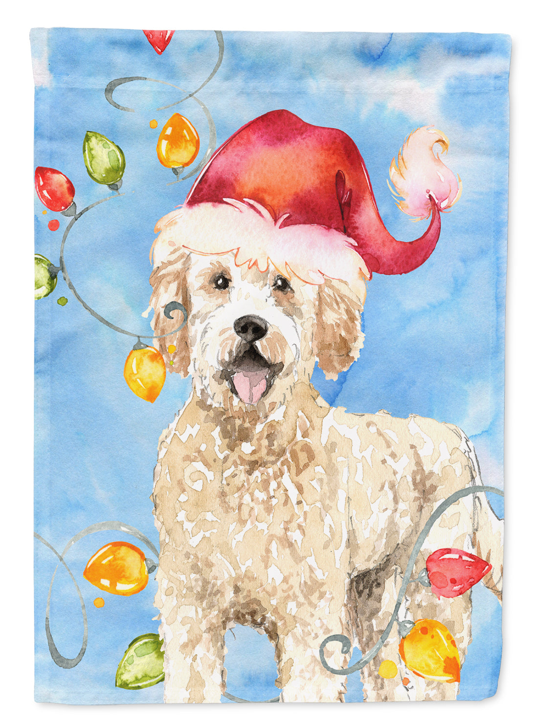 Christmas Lights Goldendoodle Flag Garden Size CK2478GF  the-store.com.