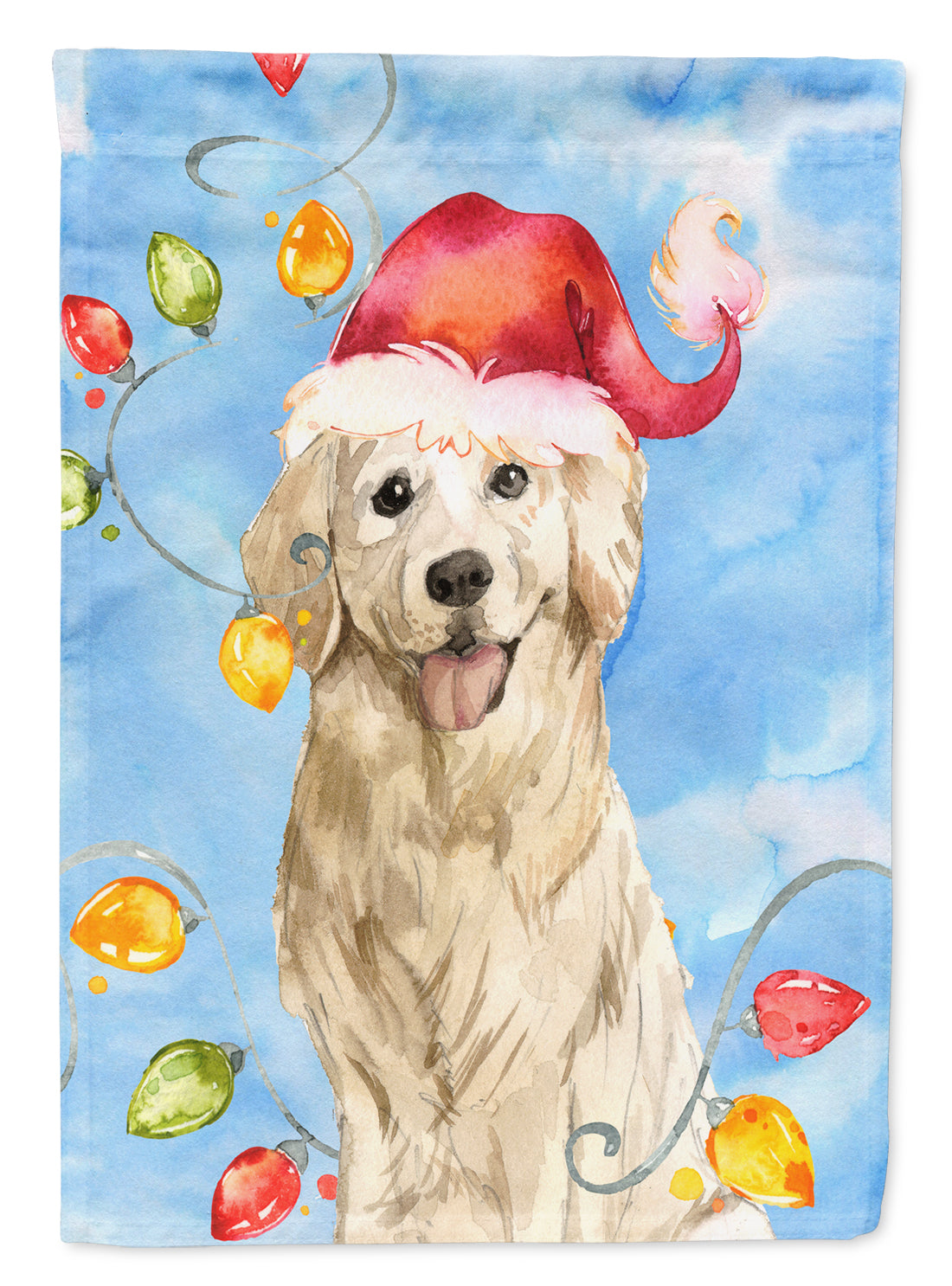 Christmas Lights Golden Retriever Flag Canvas House Size CK2479CHF  the-store.com.