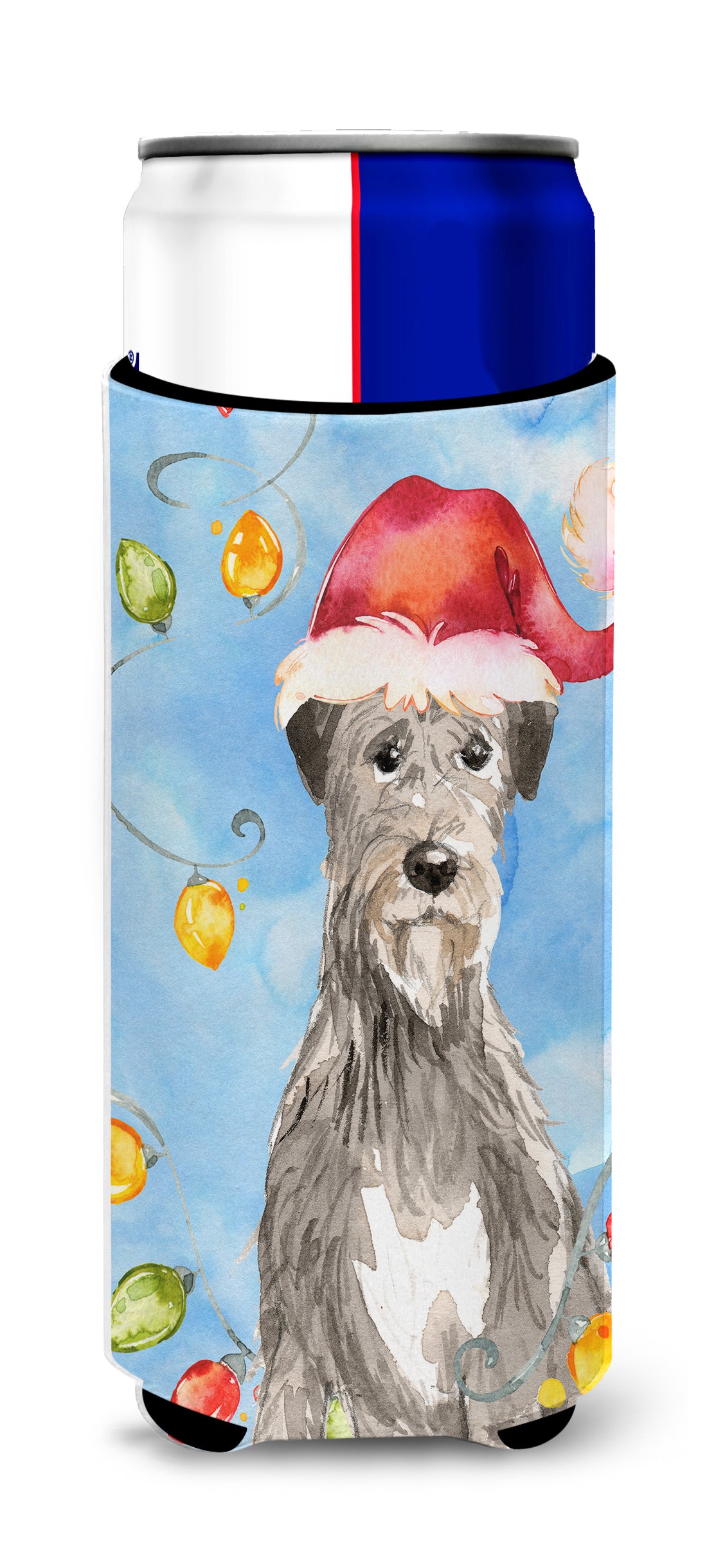 Christmas Lights Irish Wolfhound  Ultra Hugger for slim cans CK2481MUK  the-store.com.