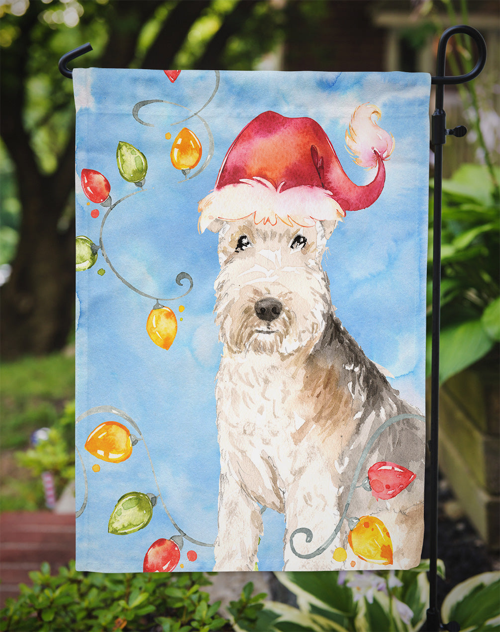 Christmas Lights Lakeland Terrier Flag Garden Size CK2483GF  the-store.com.