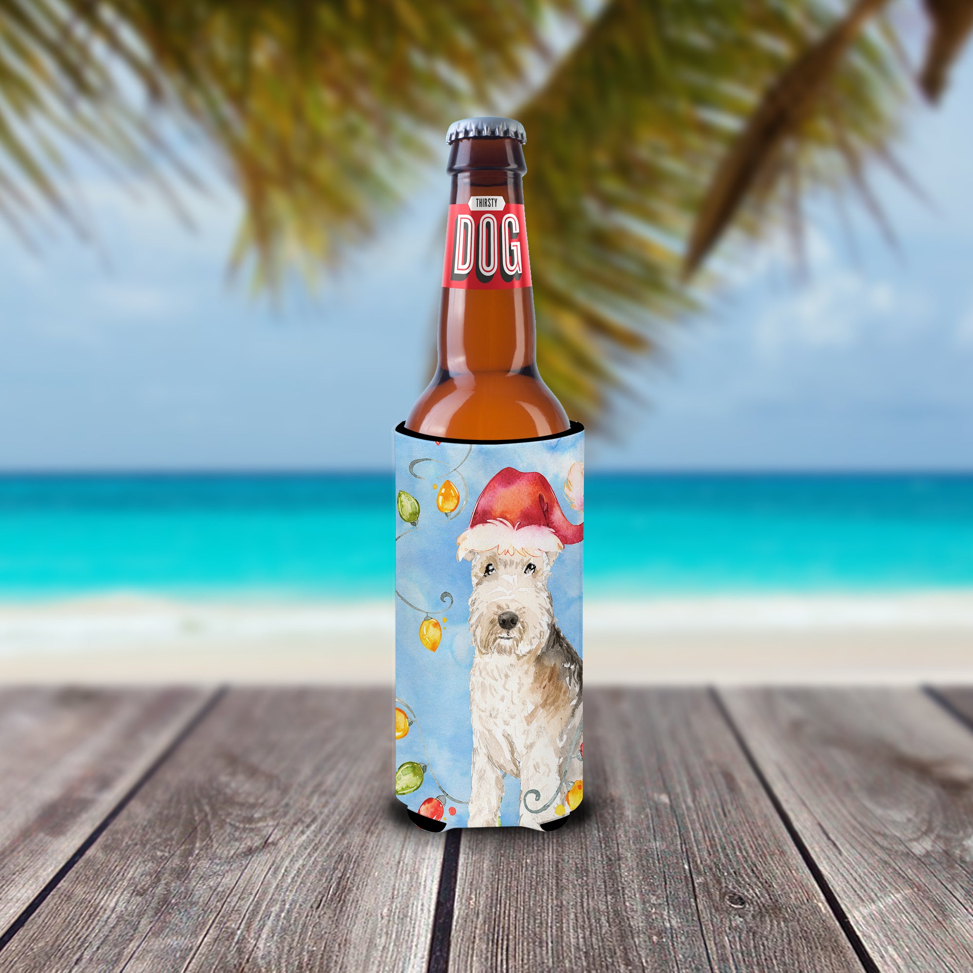 Christmas Lights Lakeland Terrier  Ultra Hugger for slim cans CK2483MUK  the-store.com.