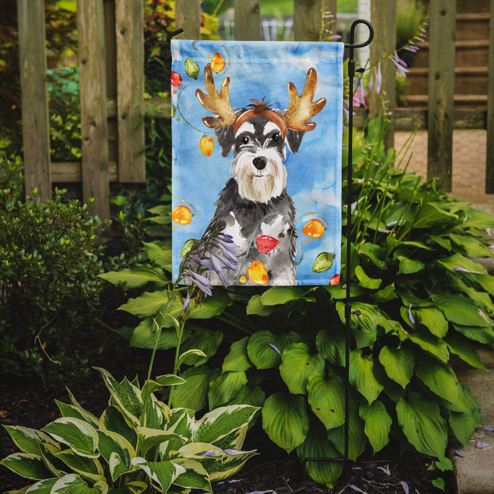 Christmas Lights Schnauzer Flag Garden Size CK2485GF  the-store.com.