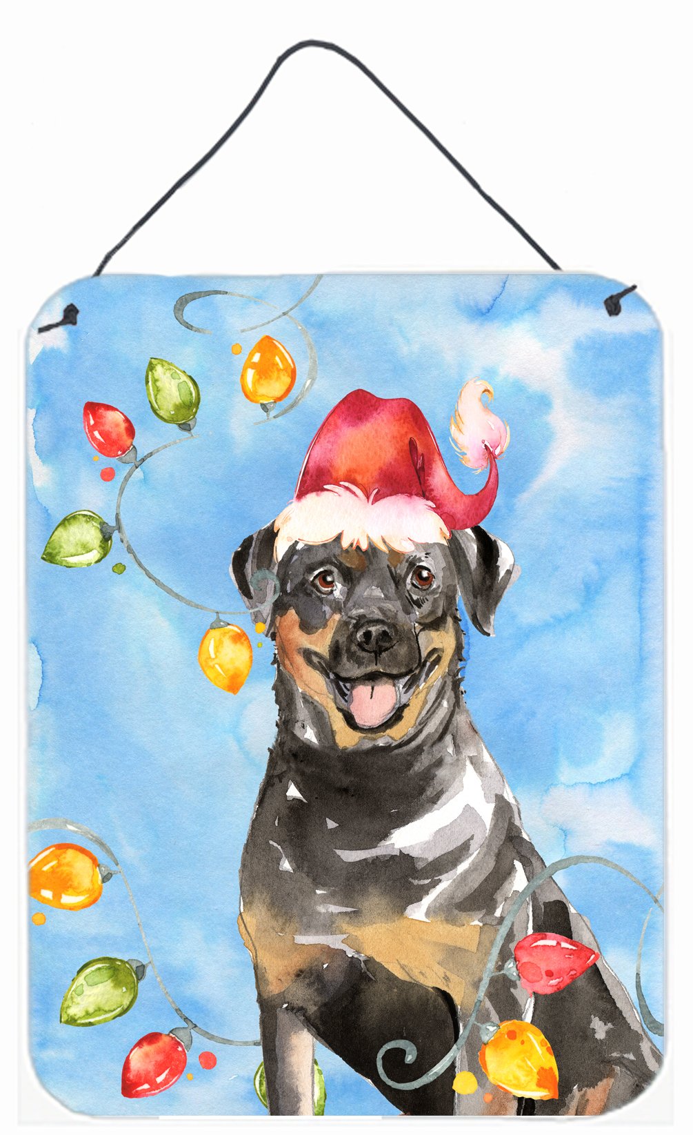 Christmas Lights Rottweiler Wall or Door Hanging Prints CK2488DS1216 by Caroline's Treasures