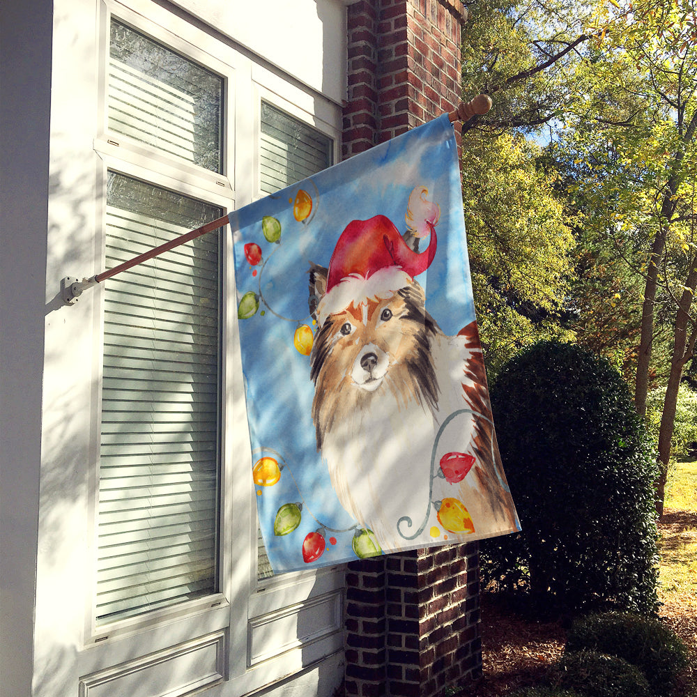 Christmas Lights Sheltie Flag Canvas House Size CK2492CHF  the-store.com.