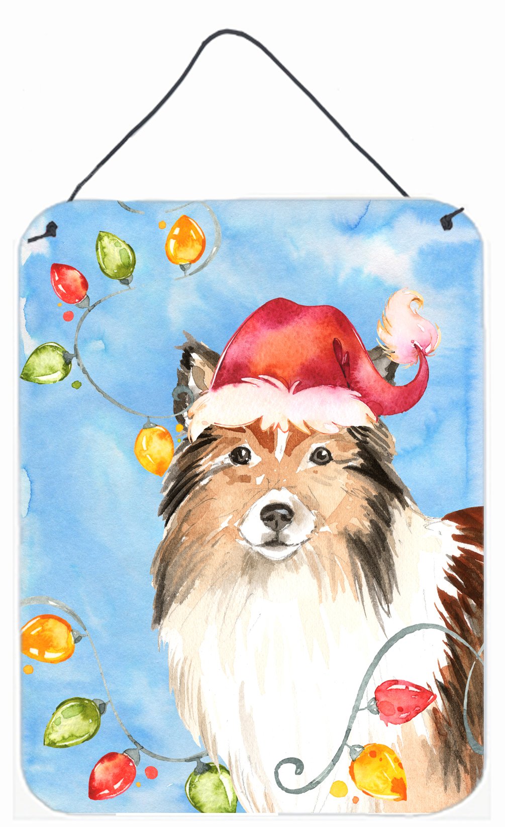 Christmas Lights Sheltie Wall or Door Hanging Prints CK2492DS1216 by Caroline's Treasures