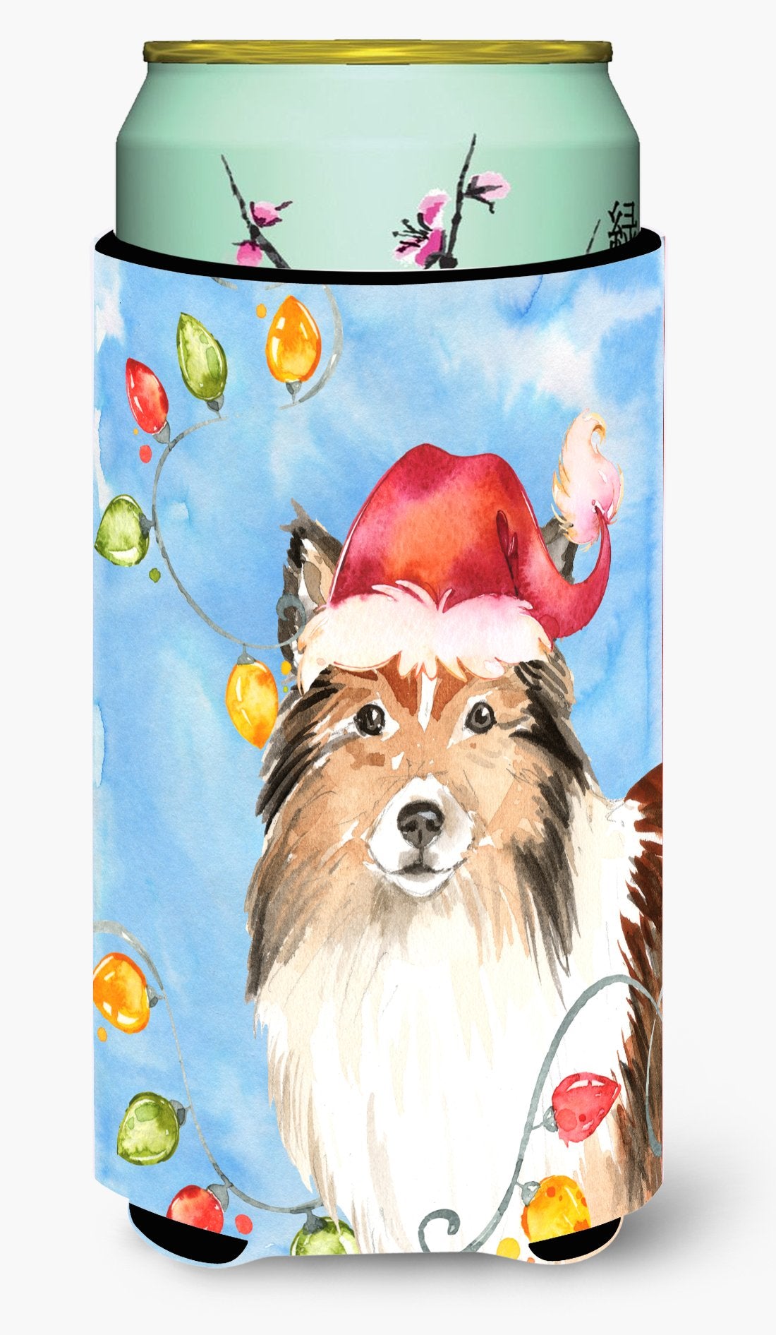 Christmas Lights Sheltie Tall Boy Beverage Insulator Hugger CK2492TBC by Caroline's Treasures