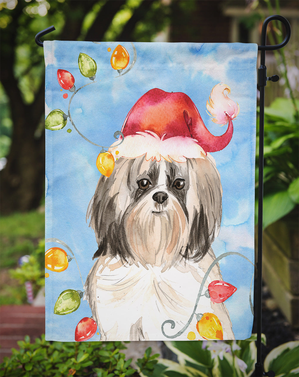 Christmas Lights Shih Tzu Flag Garden Size CK2493GF  the-store.com.