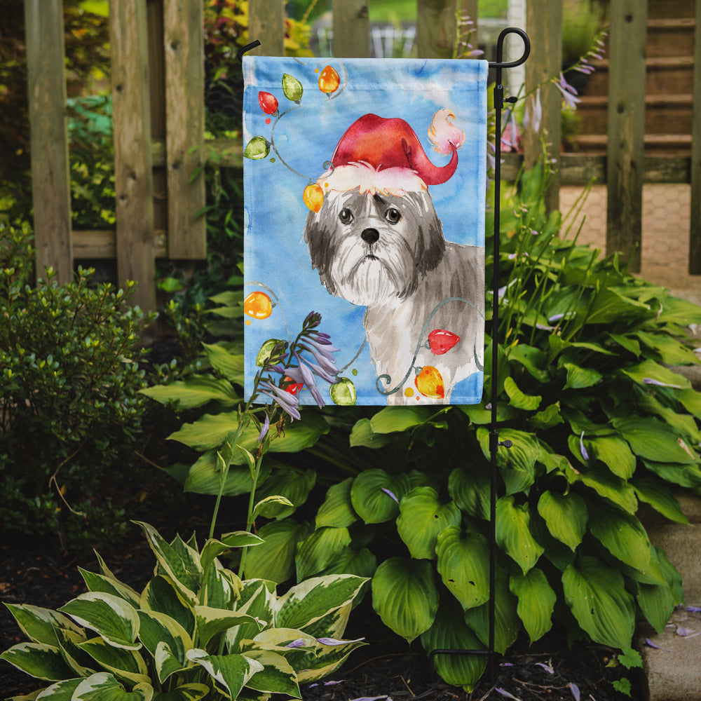 Christmas Lights Shih Tzu Puppy Cut Flag Garden Size CK2494GF  the-store.com.