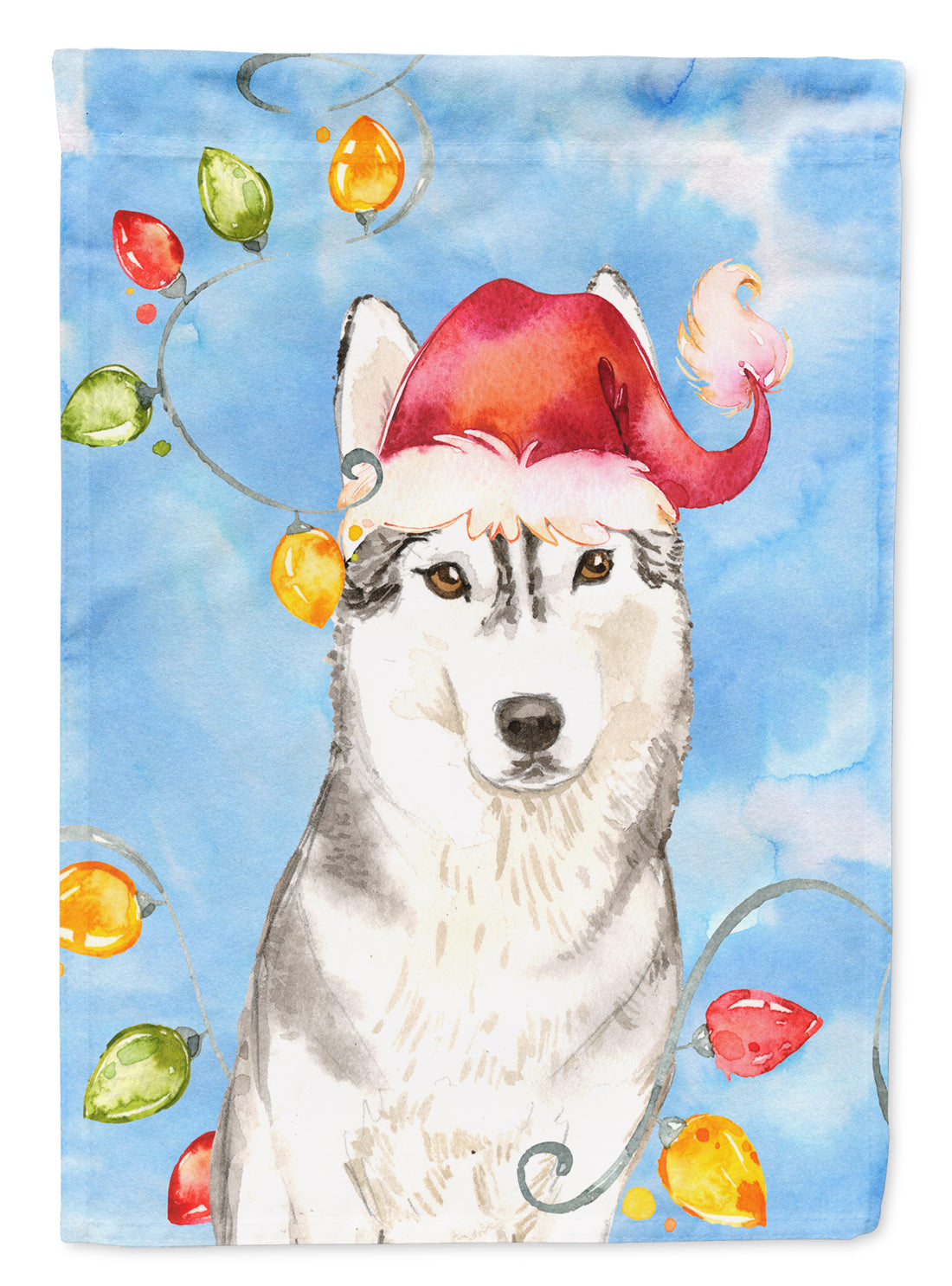 Christmas Lights Siberian Husky Flag Canvas House Size CK2495CHF  the-store.com.