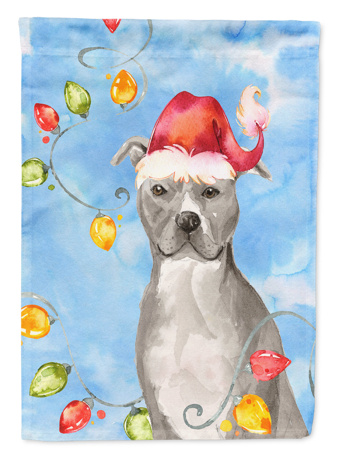 Christmas Lights Staffordshire Bull Terrier Flag Canvas House Size CK2502CHF  the-store.com.