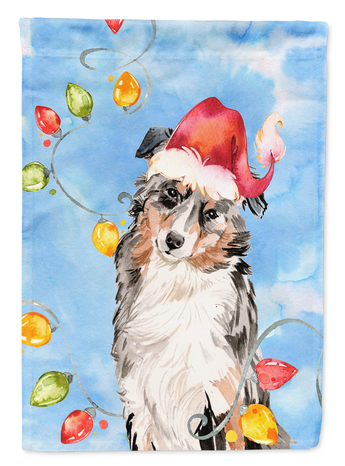 Christmas Lights Australian Shepherd Flag Canvas House Size CK2504CHF  the-store.com.