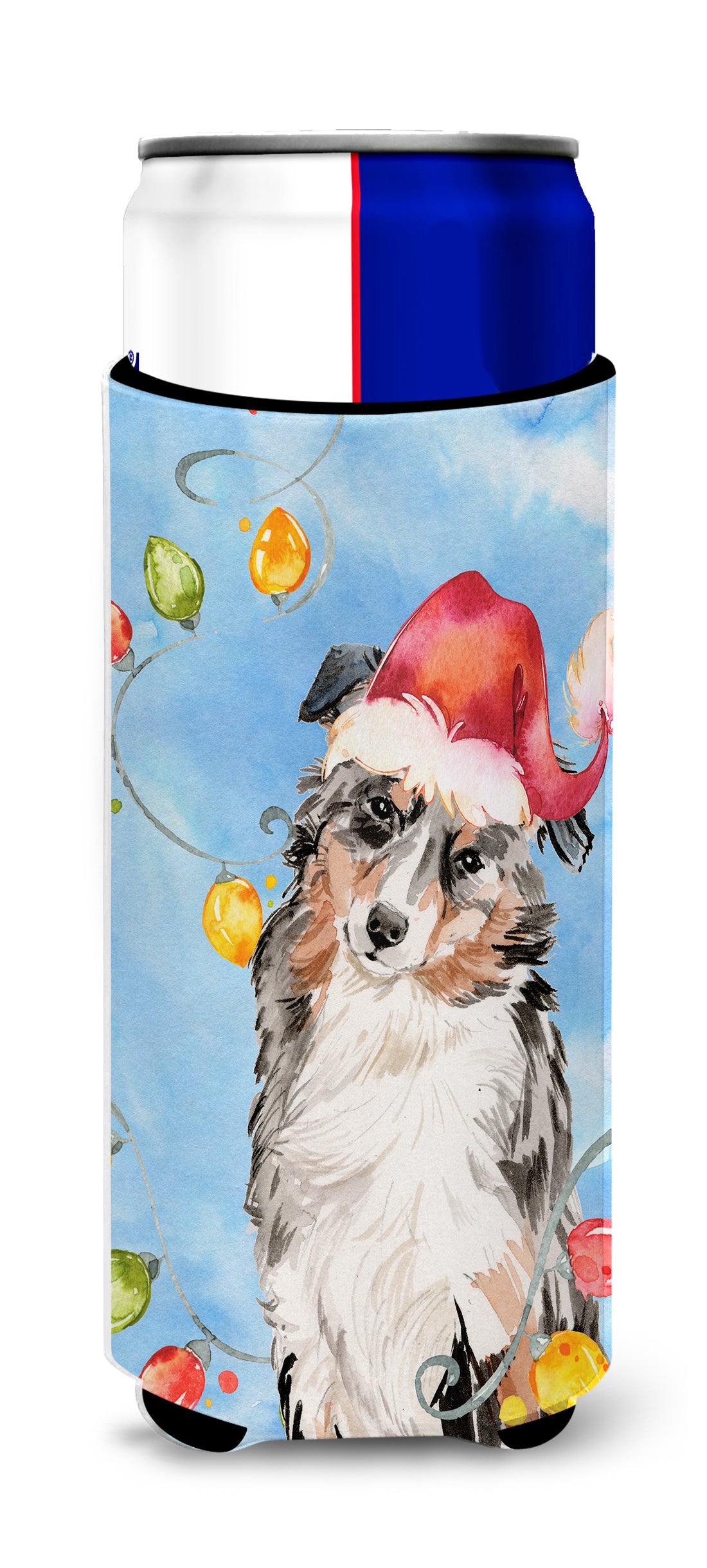 Christmas Lights Australian Shepherd  Ultra Hugger for slim cans CK2504MUK  the-store.com.