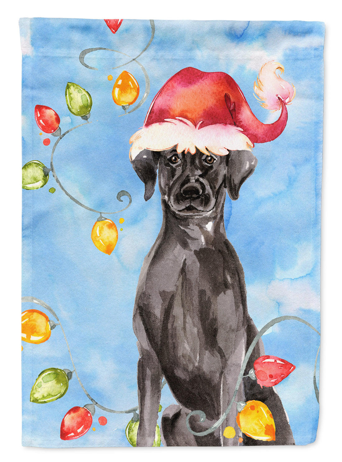 Christmas Lights Black Labrador Retriever Flag Canvas House Size CK2505CHF  the-store.com.