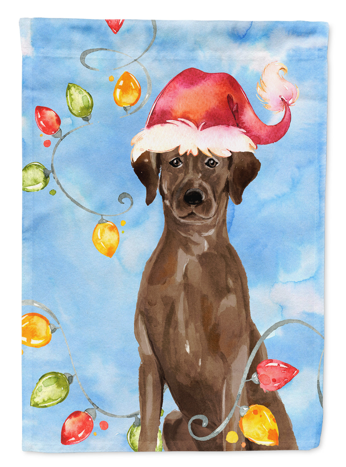 Christmas Lights Chocolate Labrador Retriever Flag Canvas House Size CK2506CHF  the-store.com.