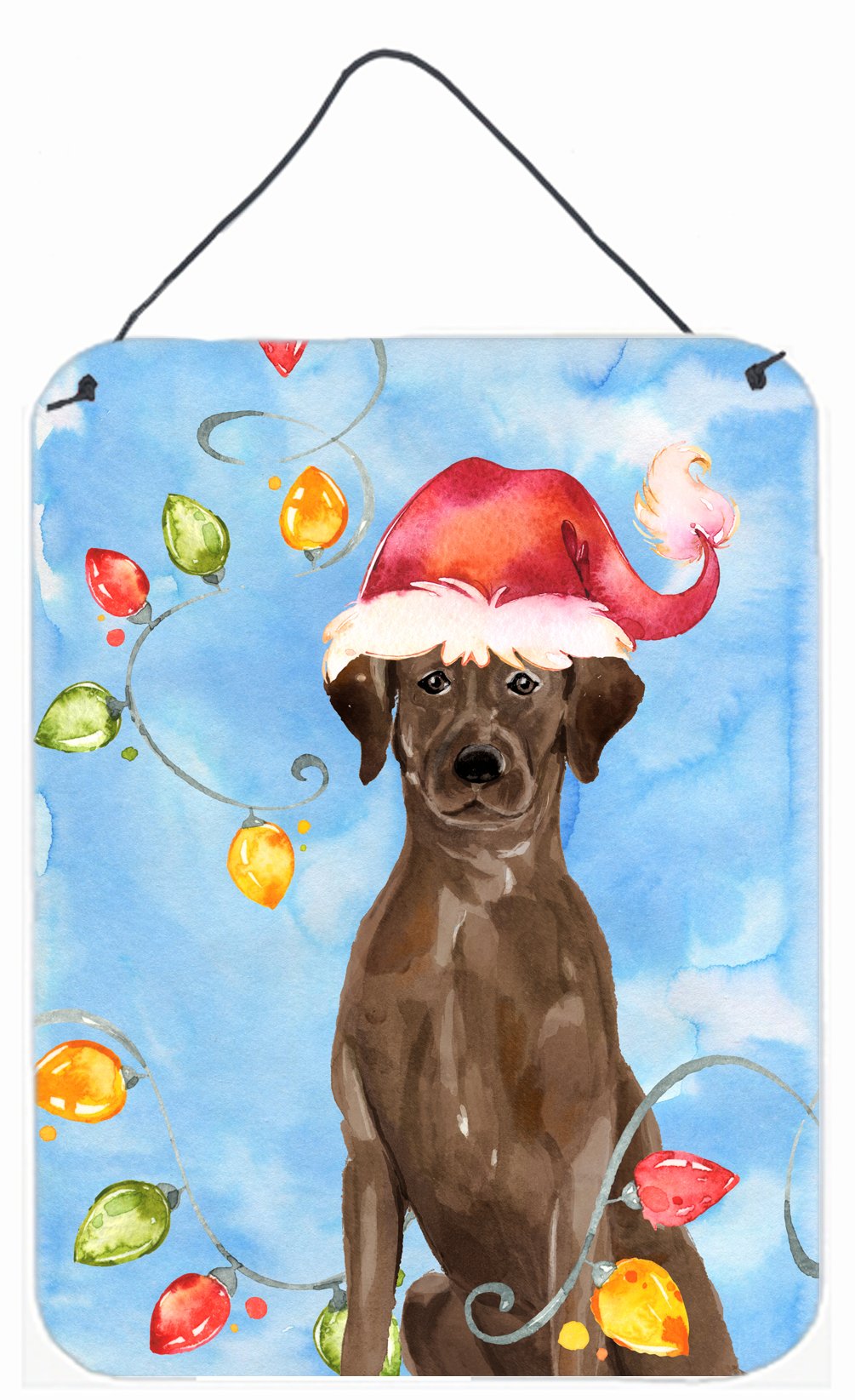 Christmas Lights Chocolate Labrador Retriever Wall or Door Hanging Prints CK2506DS1216 by Caroline's Treasures