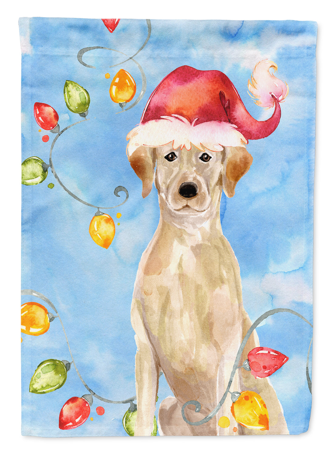 Christmas Lights Yellow Labrador Retriever Flag Canvas House Size CK2507CHF  the-store.com.