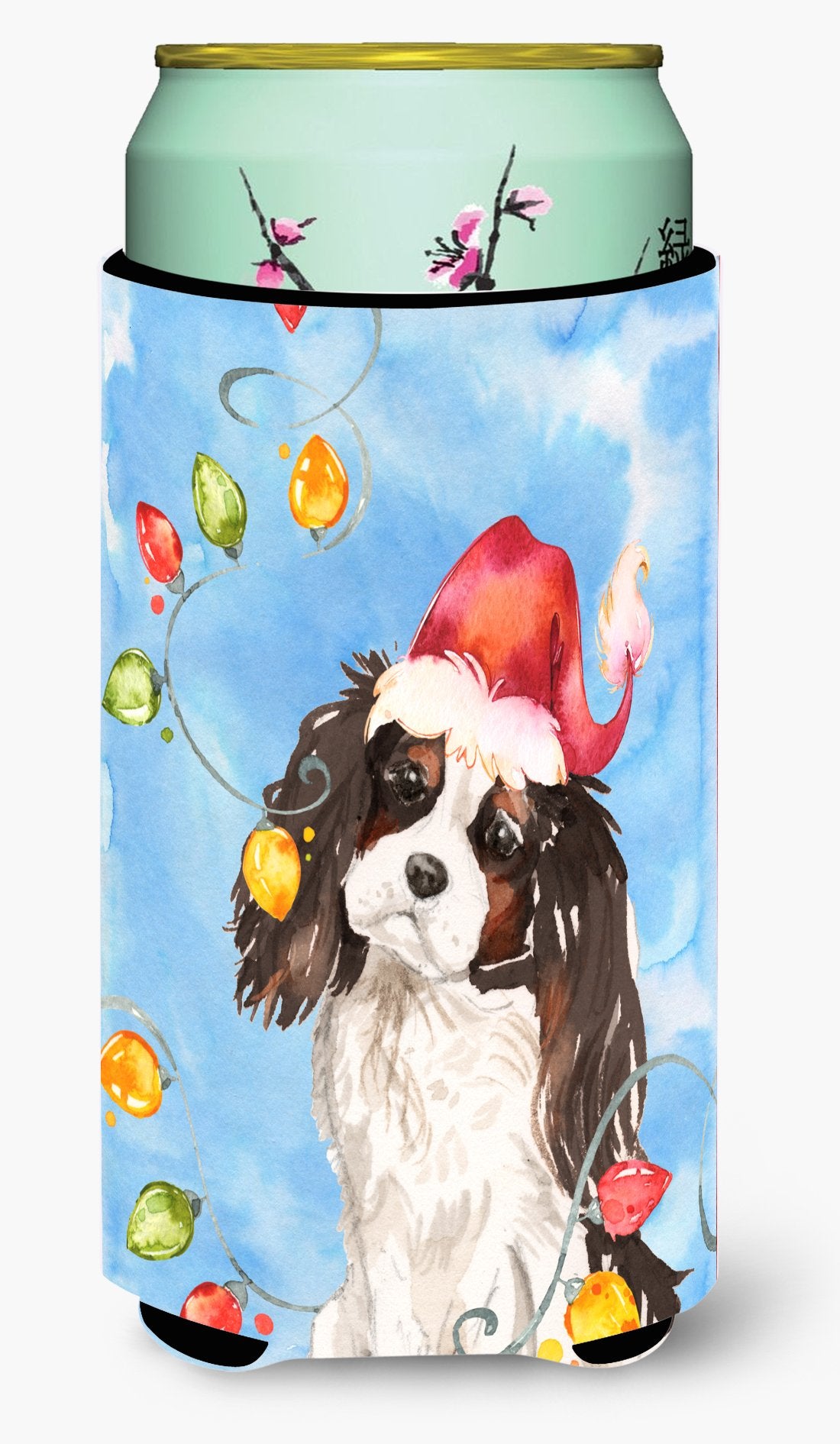 Christmas Lights Tricolor Cavalier Spaniel Tall Boy Beverage Insulator Hugger CK2510TBC by Caroline's Treasures