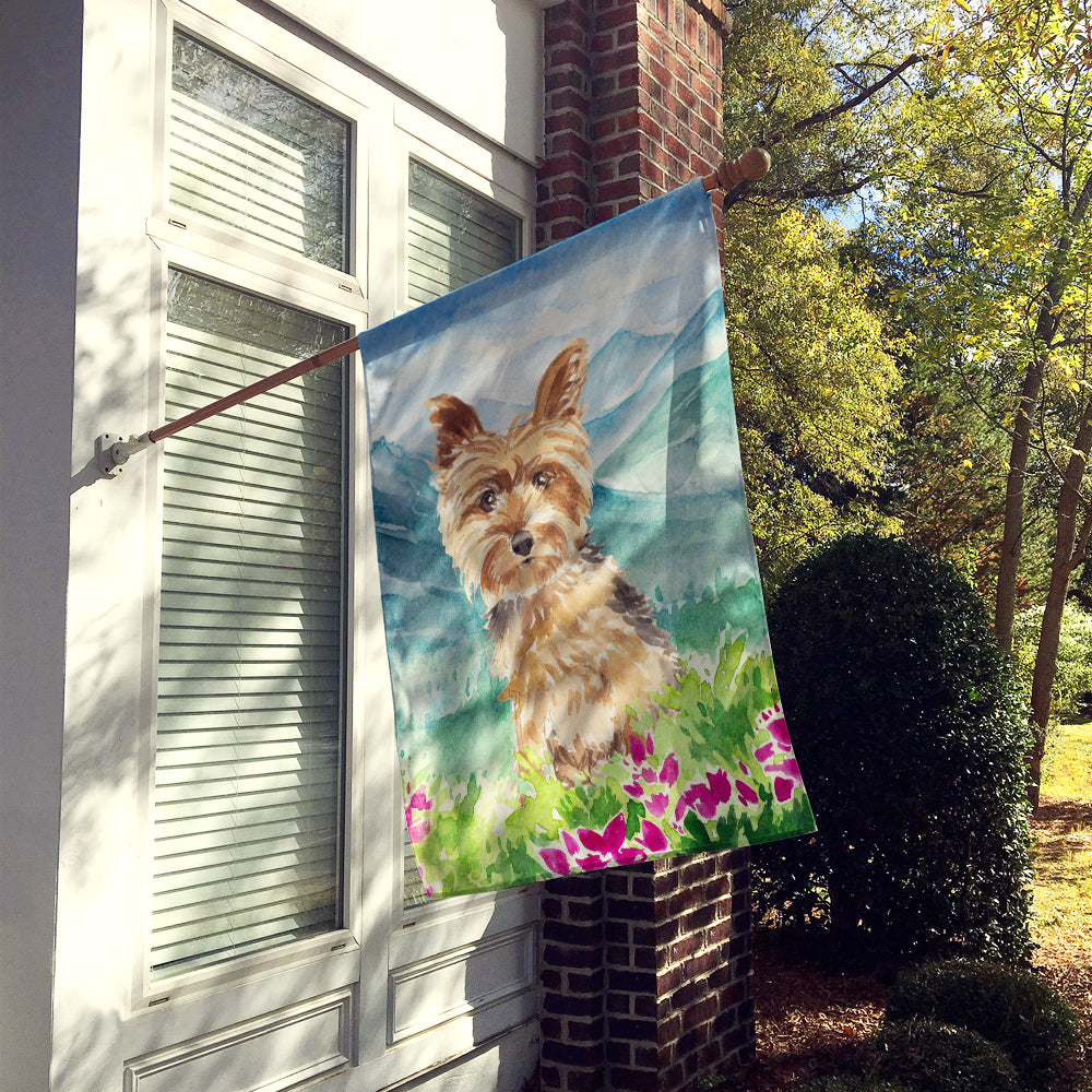 Mountian Flowers Yorkshire Terrier Yorkie Flag Canvas House Size CK2512CHF  the-store.com.