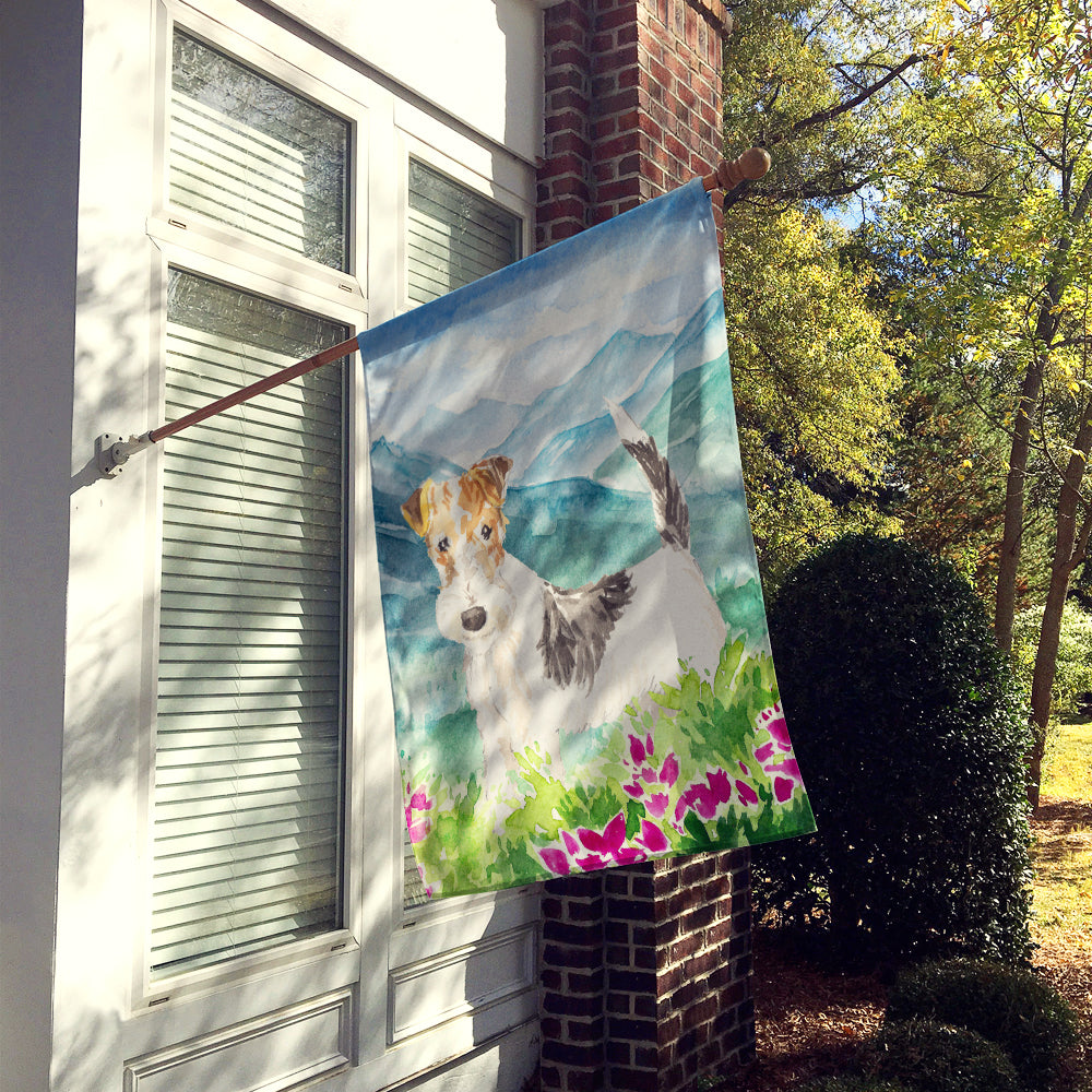 Mountian Flowers Fox Terrier Flag Canvas House Size CK2513CHF  the-store.com.