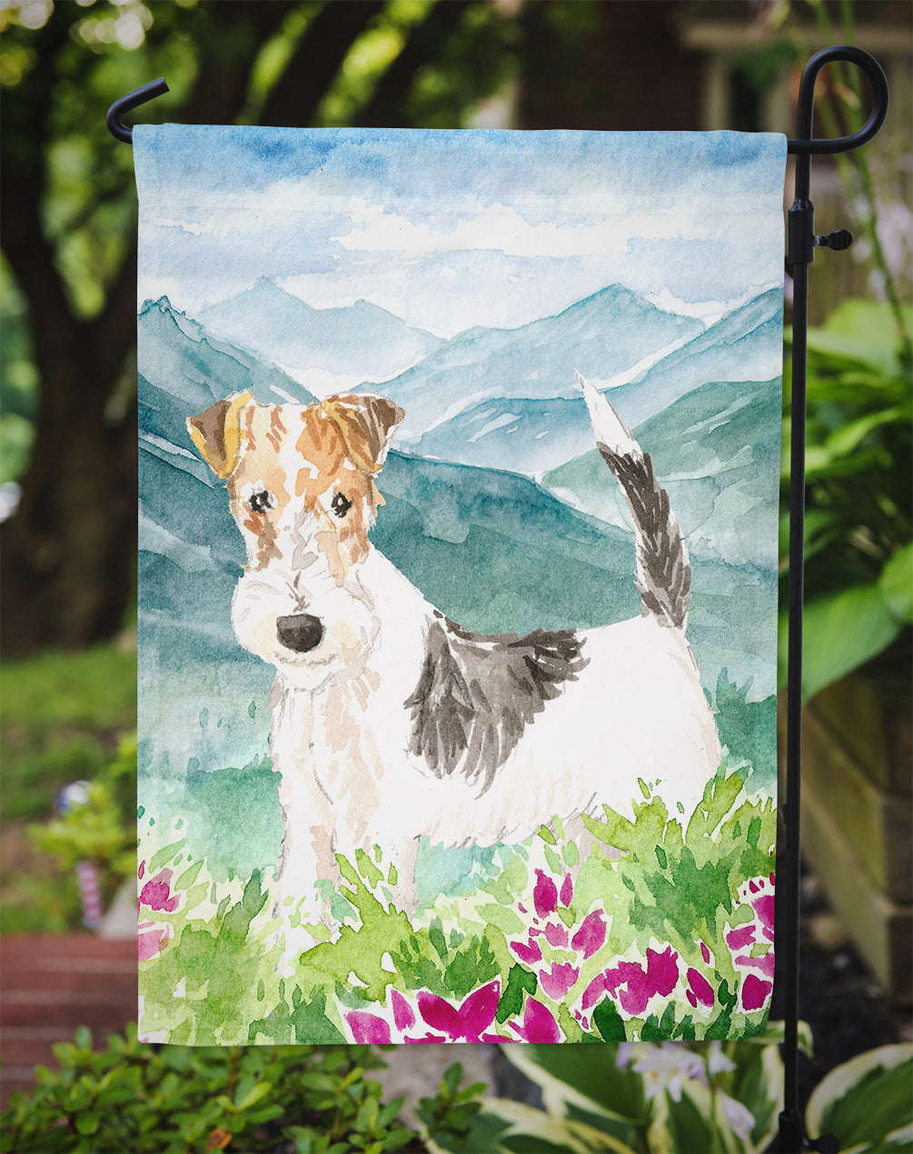 Mountian Flowers Fox Terrier Flag Garden Size CK2513GF  the-store.com.