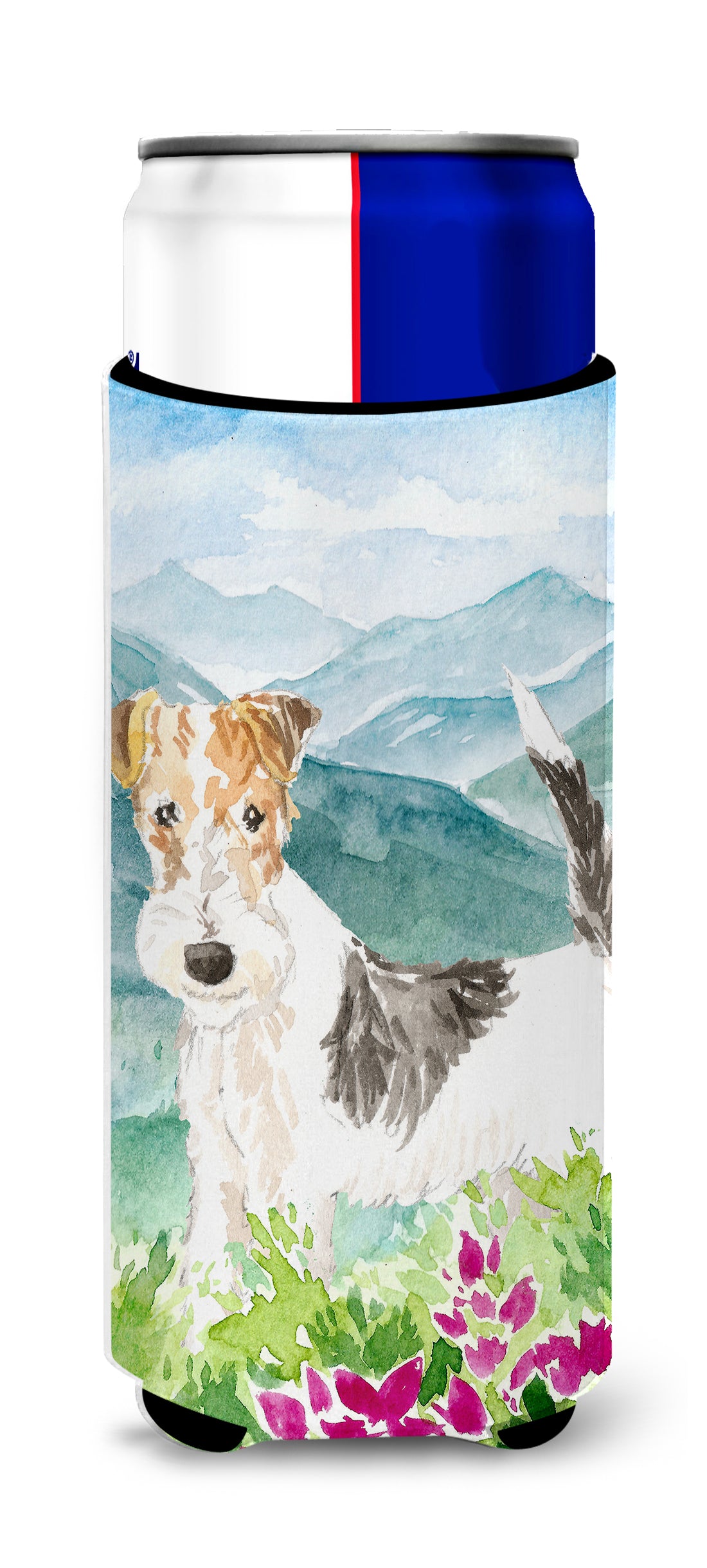 Mountian Flowers Fox Terrier  Ultra Hugger for slim cans CK2513MUK  the-store.com.