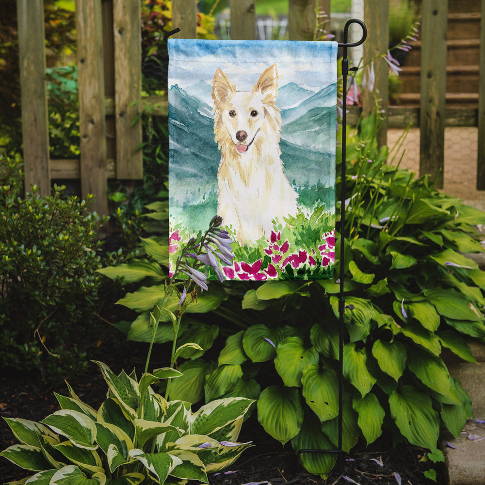 Mountian Flowers White Collie Flag Garden Size CK2514GF  the-store.com.