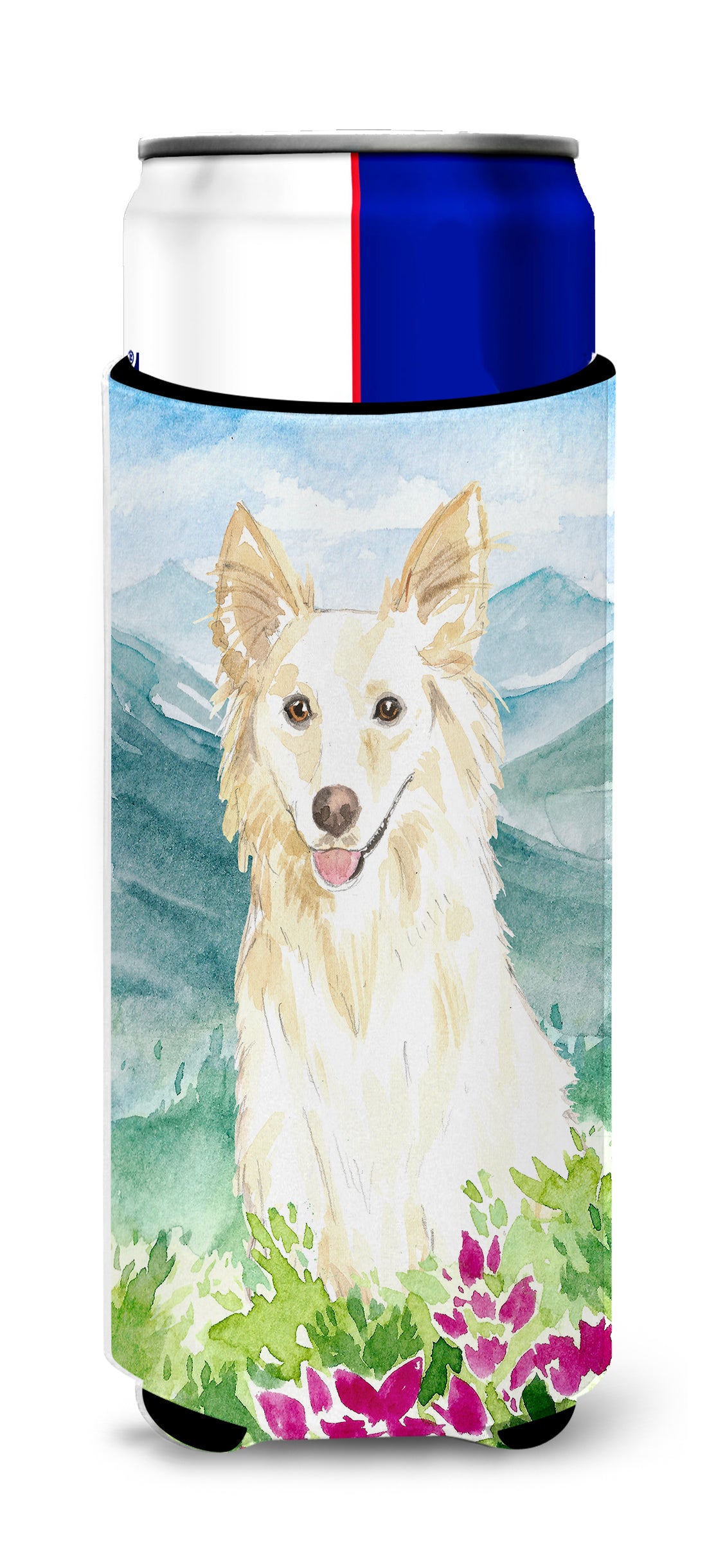 Mountian Flowers White Collie  Ultra Hugger for slim cans CK2514MUK  the-store.com.