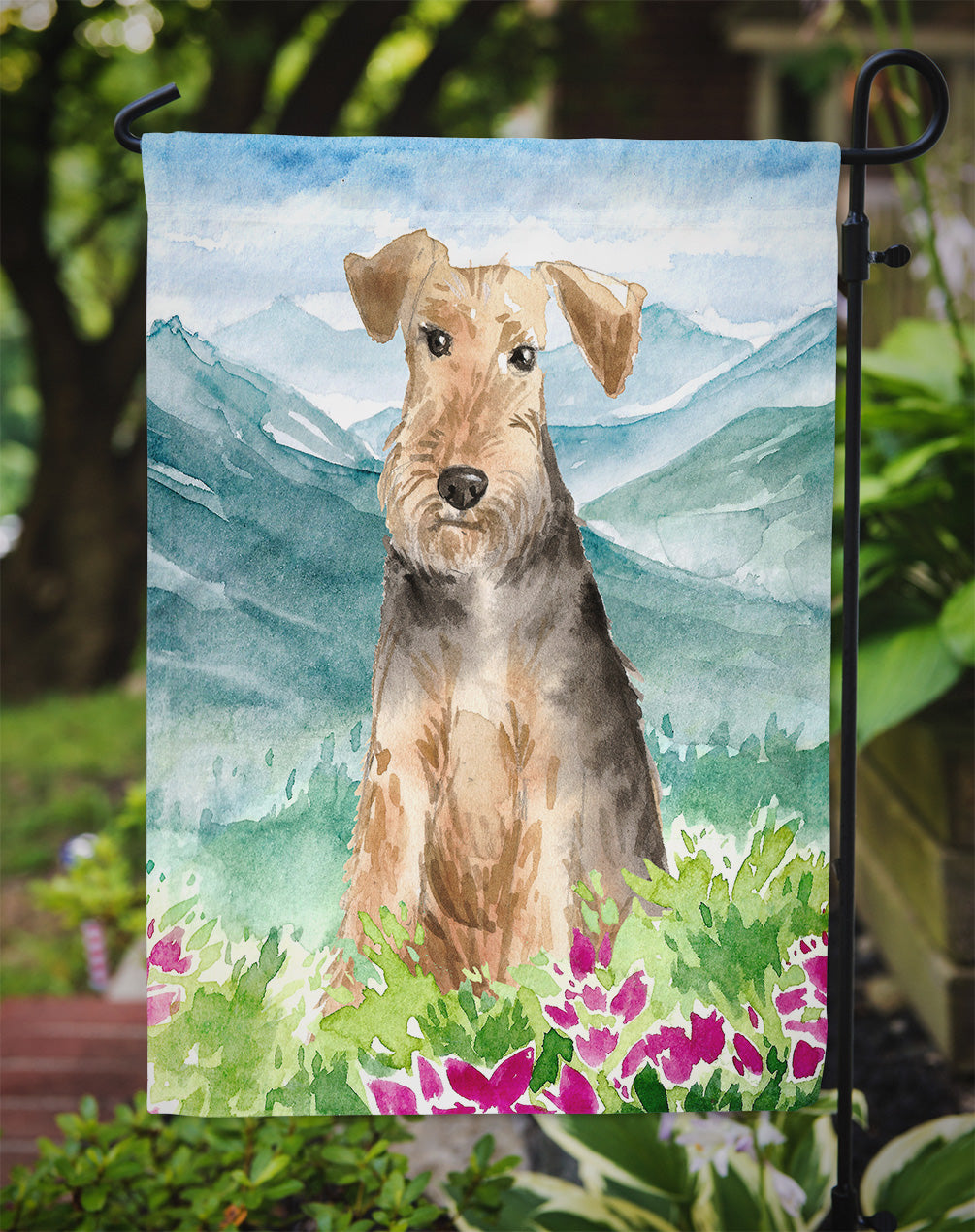 Mountian Flowers Welsh Terrier Flag Garden Size CK2516GF  the-store.com.