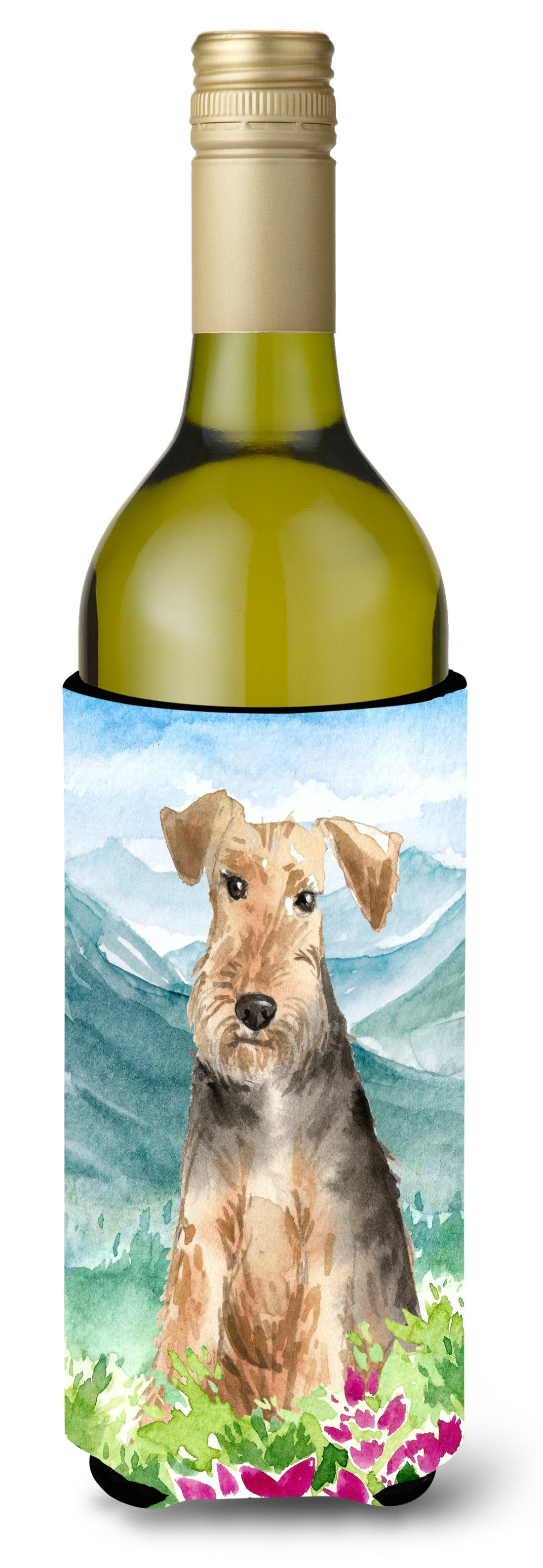 Mountian Flowers Welsh Terrier Wine Bottle Beverage Insulator Hugger CK2516LITERK by Caroline's Treasures